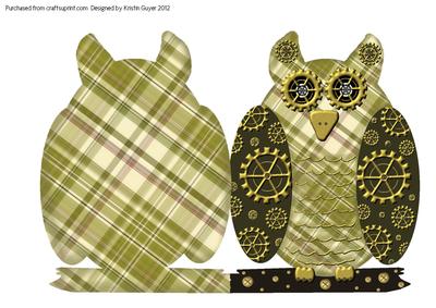 Steampunk Owl Shape Card