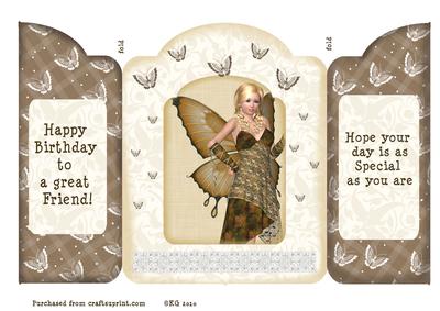 Trifold Beautiful Gal and Butterflies