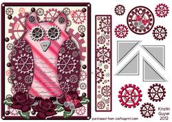 Steampunk Pink Owl