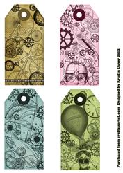 Steampunk Collage Tags