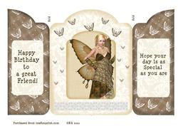 Trifold Beautiful Gal and Butterflies