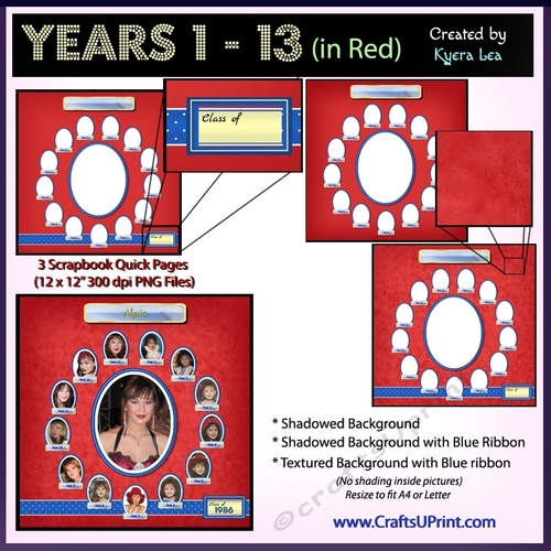 Photo Scrapbooking Quick Page (Years 1 - 13) in Red