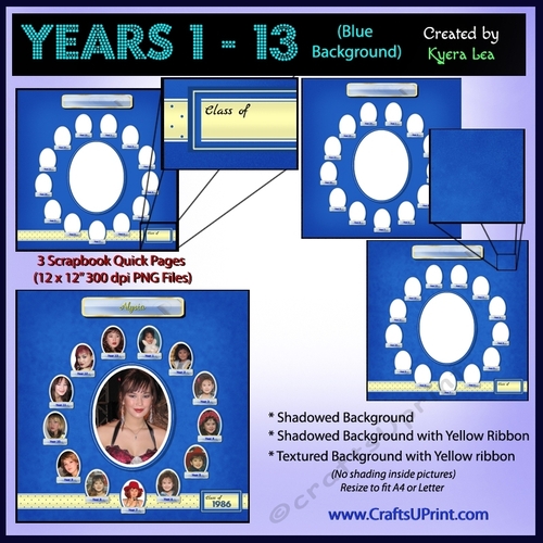Photo Scrapbooking Quick Page (Years 1 - 13) in Blue
