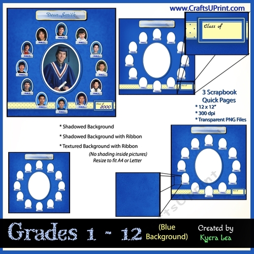 Photo Scrapbooking Quick Page (Grades 1 - 12) Blue Background