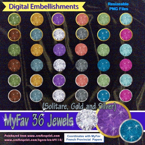 MyFav 36 PNG Jewels  (Solitare, or with gold and silver rings)