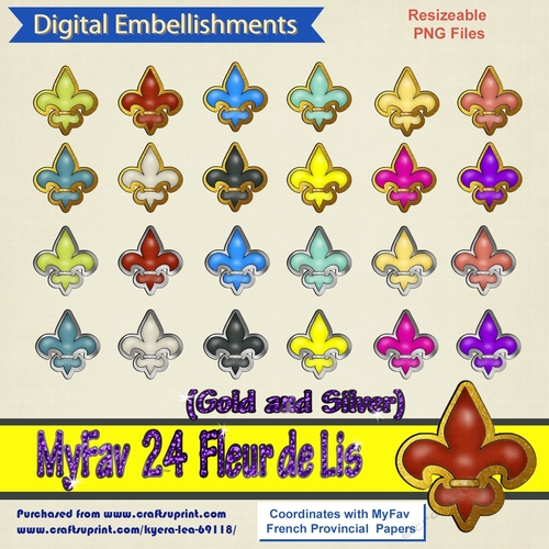 MyFav Fleur de Lis Brads (Gold and Silver Backing)