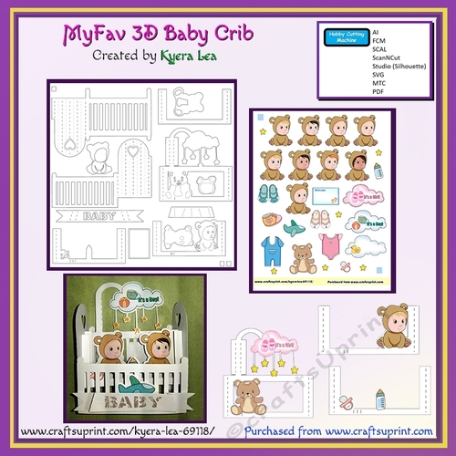 MyFav 3D Baby Crib Card (Machine Cutting Files)