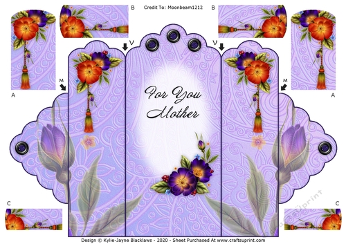 Pastelika - For You Mother - Scallop Top Tri Fold Card