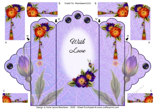 Pastelika - With Love - Scallop Top Tri Fold Card