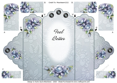 Porcelain Dreams - Feel Better - Scallop Top Tri Fold Card