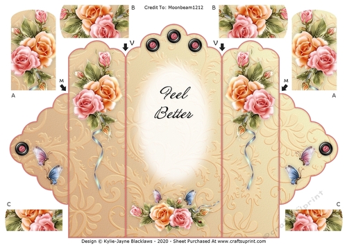 Rosy Glow - Feel Better - Scallop Top Tri Fold Card