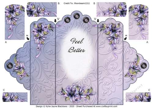 Wynter Lilies - Feel Better - Scallop Top Tri Fold Card