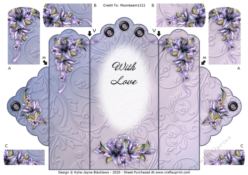 Wynter Lilies - With Love - Scallop Top Tri Fold Card