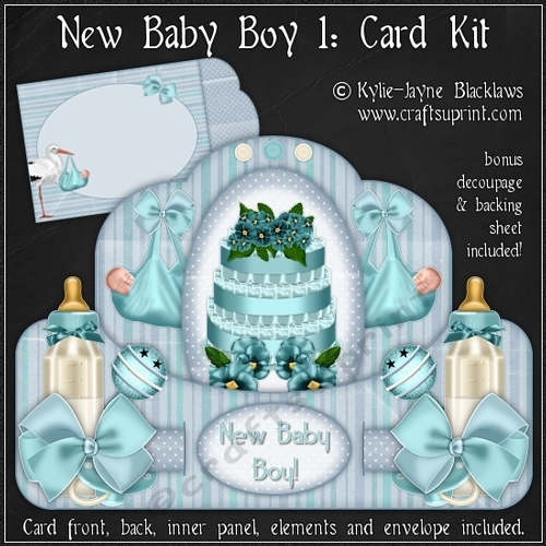 New Baby Boy 1 - Push n Pull Card Kit