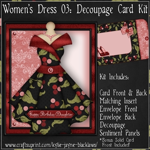 Womens Dress 03 - Decoupage Card Kit