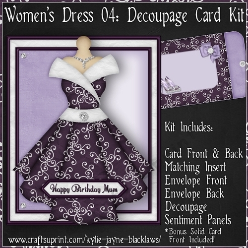Womens Dress 04 - Decoupage Card Kit