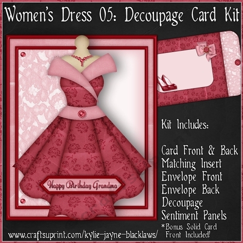 Womens Dress 05 - Decoupage Card Kit