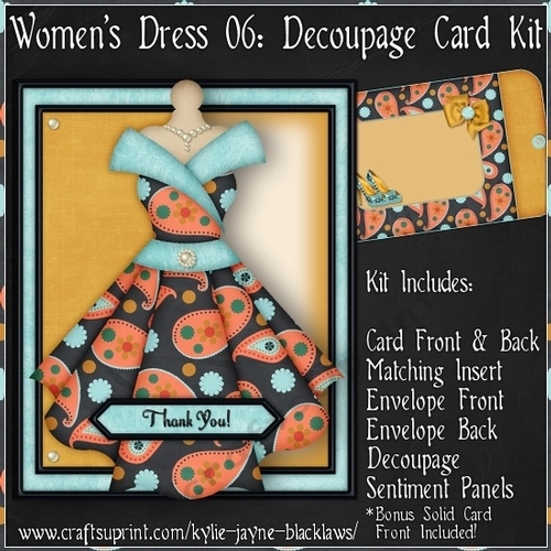 Womens Dress 06 - Decoupage Card Kit