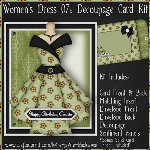Womens Dress 07 - Decoupage Card Kit