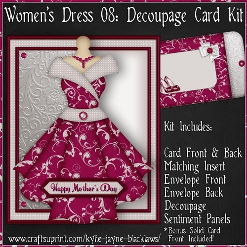Womens Dress 08 - Decoupage Card Kit