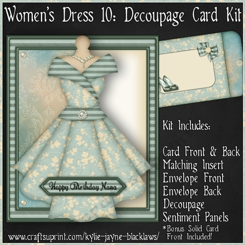 Womens Dress 10 - Decoupage Card Kit