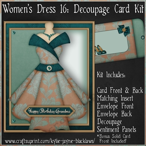 Womens Dress 16 - Decoupage Card Kit
