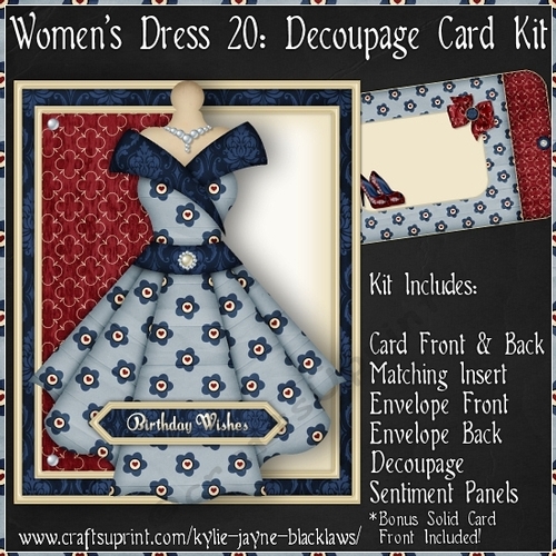 Womens Dress 20 - Decoupage Card Kit