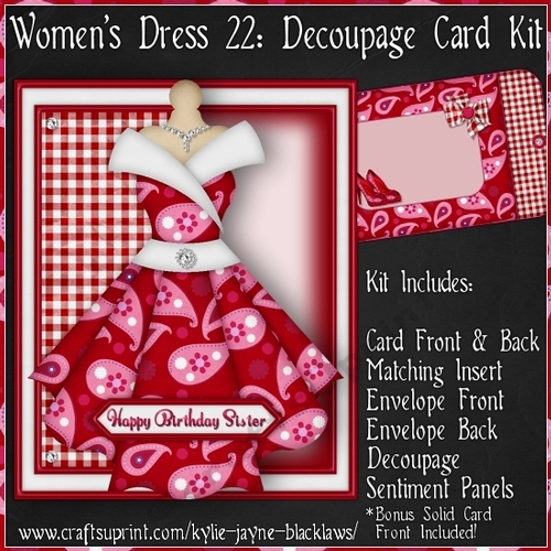 Womens Dress 22 - Decoupage Card Kit