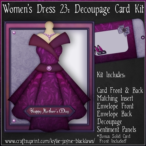 Womens Dress 23 - Decoupage Card Kit