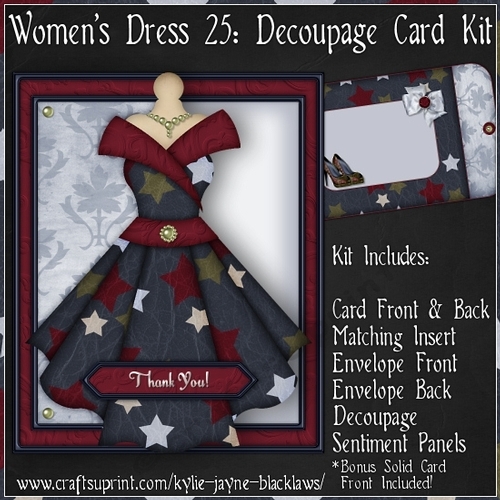 Womens Dress 25 - Decoupage Card Kit