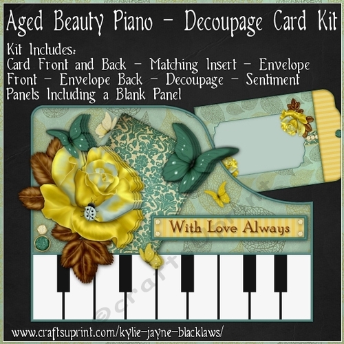 Aged Beauty - Piano Shaped Decoupage Card Kit