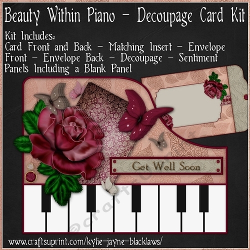 Beauty Within - Piano Shaped Decoupage Card Kit