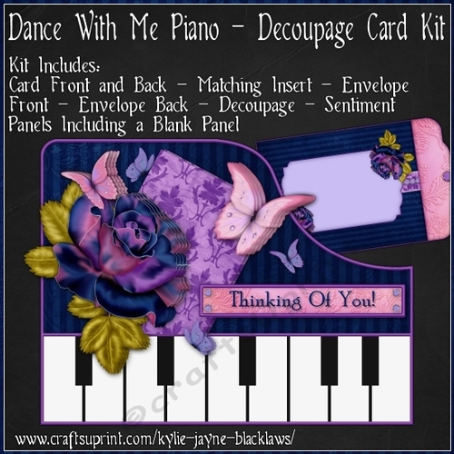 Dance With Me - Piano Shaped Decoupage Card Kit