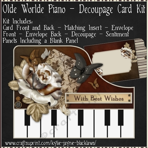 Olde Worlde - Piano Shaped Decoupage Card Kit