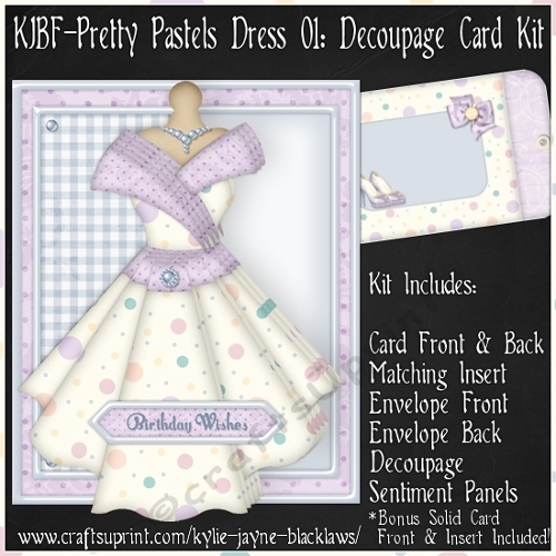 Pretty Pastels Dress 01 - Decoupage Card Kit