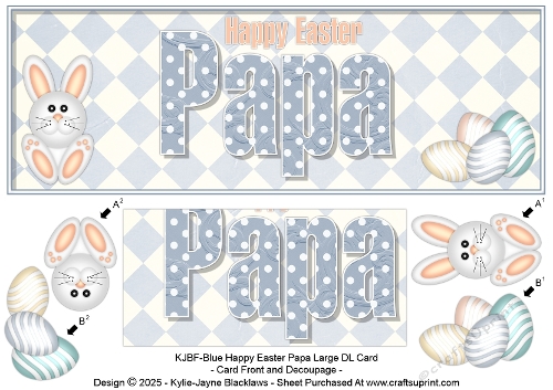Blue Happy Easter - Papa - Large DL 3D Decoupage Card