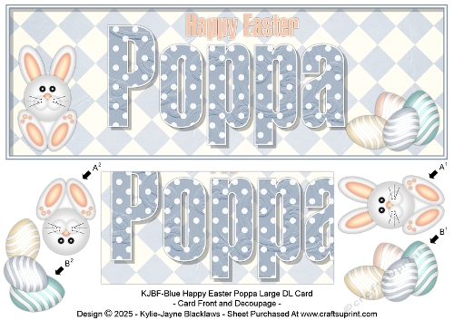 Blue Happy Easter - Poppa - Large DL 3D Decoupage Card