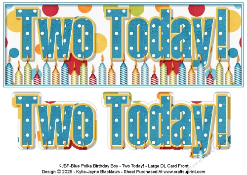 Blue Polka - Two Today! - Large DL 3D Decoupage Card