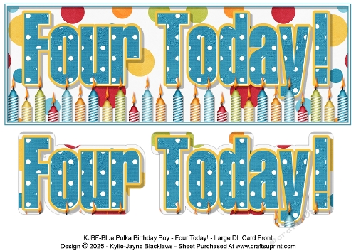 Blue Polka - Four Today! - Large DL 3D Decoupage Card