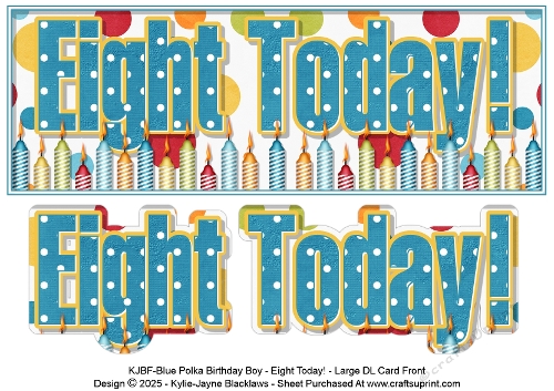 Blue Polka - Eight Today! - Large DL 3D Decoupage Card
