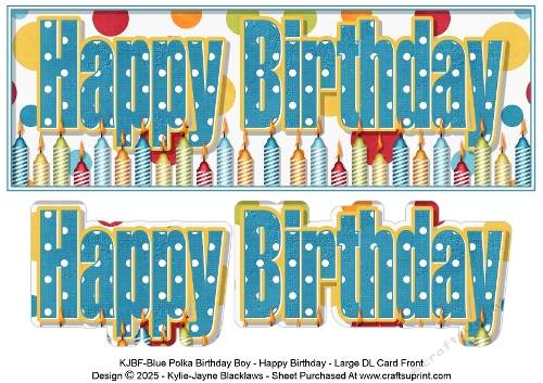 Blue Polka - Happy Birthday - Large DL 3D Decoupage Card