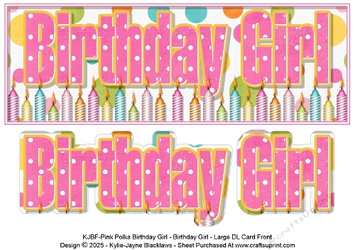 Pink Polka - Birthday Girl - Large DL 3D Decoupage Card