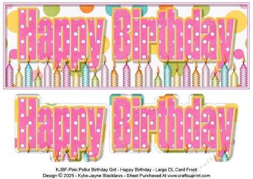 Pink Polka - Happy Birthday - Large DL 3D Decoupage Card