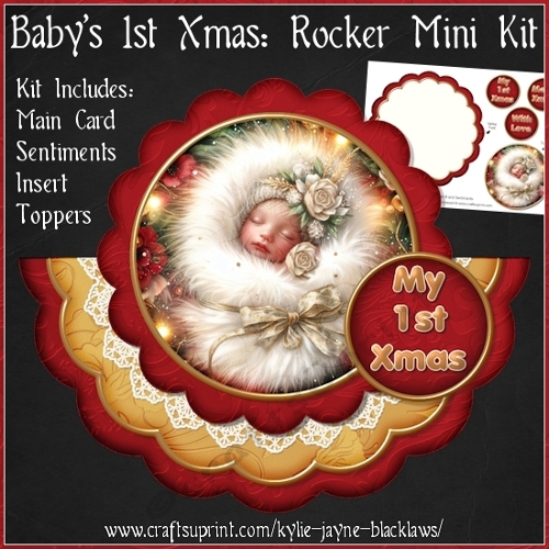 Babys 1st Xmas - Scalloped Rocker Card - Mini Kit