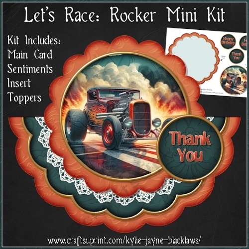 Lets Race - Scalloped Rocker Card - Mini Kit