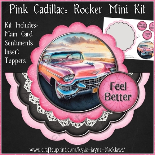 Pink Cadillac - Scalloped Rocker Card - Mini Kit