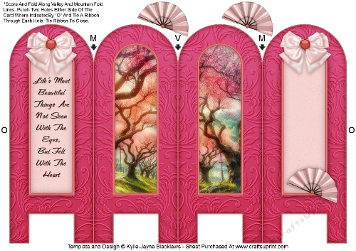 Cherry Blossom - Beautiful - Folded Screen Card