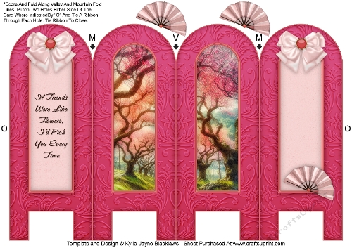 Cherry Blossom - Friends - Folded Screen Card