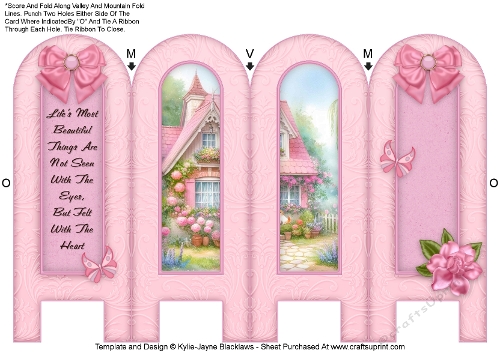 Pink Cottage - Beautiful - Folded Screen Card