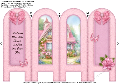 Pink Cottage - Friends - Folded Screen Card